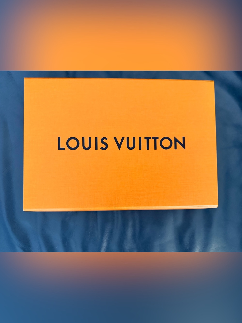 Louis Vuitton Orange Logo Rectangular Box NEW with Purple Ribbon